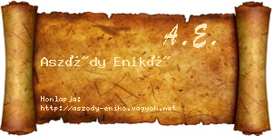 Aszódy Enikő névjegykártya